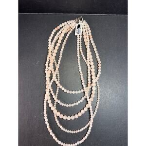 NEW pink aventurine multi strand necklace with sterling silver clasp